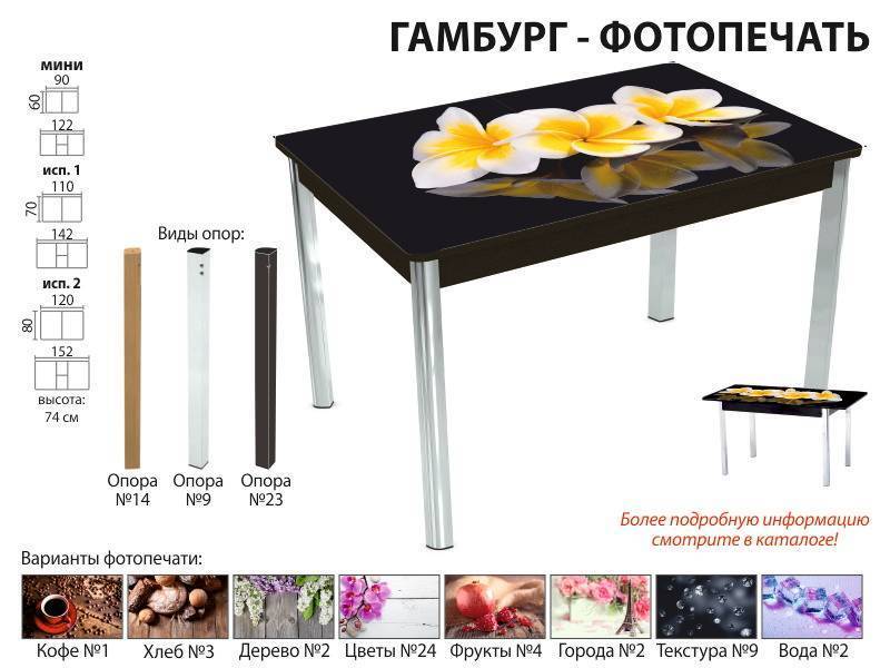 стол обеденный гамбург фотопечать в Новосибирске