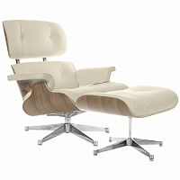 кресло eames style lounge chair & ottoman кремовое в Новосибирске