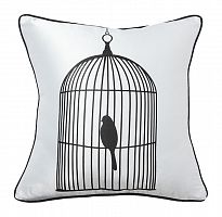 подушка с птичкой в клетке birdie in a cage white в Новосибирске