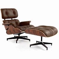 кресло eames style lounge chair & ottoman premium коричневое в Новосибирске