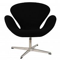 кресло arne jacobsen style swan chair черная шерсть в Новосибирске