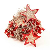 набор елочных украшений звезда деревянная с красным ободком christmas stars, 30 штук в Новосибирске