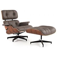 кресло eames style lounge chair кожа коричневое в Новосибирске