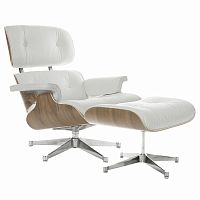 кресло eames style lounge chair & ottoman белое в Новосибирске