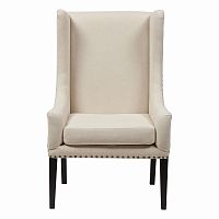 кресло мягкое с ушами белое nailhead fabric armchair в Новосибирске