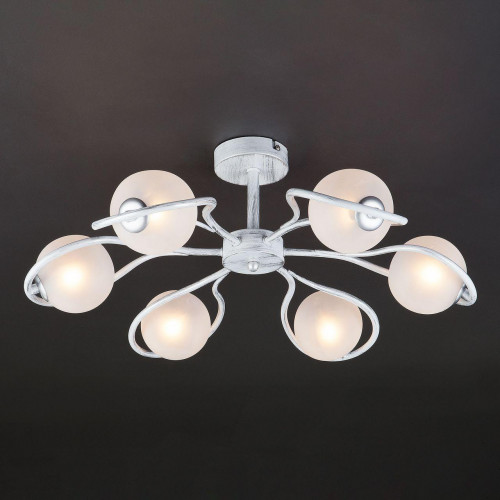 потолочная люстра eurosvet camomile 70089/6 белый с серебром в Новосибирске