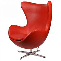 кресло arne jacobsen style egg chair кожа красное в Новосибирске