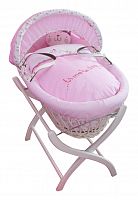 колыбель-переноска gift wicker moses basket белая, розовое белье в Новосибирске