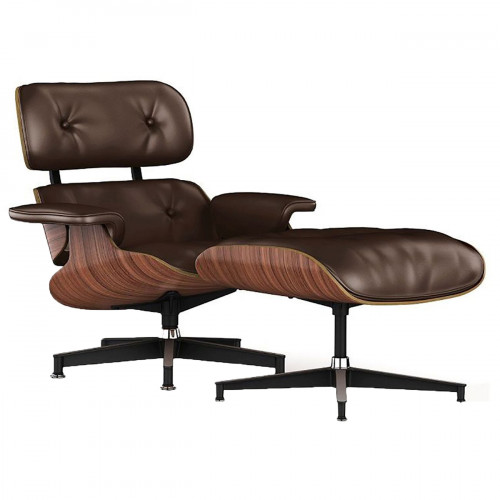 кресло lounge chair & ottoman коричневое в Новосибирске