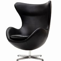 кресло с подлокотниками arne jacobsen style egg chair черное в Новосибирске