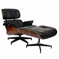 кресло eames style lounge chairчерное с коричневым в Новосибирске