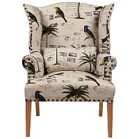 кресло мягкое с ушами quinn tufted armchair бежевое с рисунком в Новосибирске