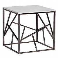 стол журнальный black chrome cube 55*55*56 см хром, белый в Новосибирске